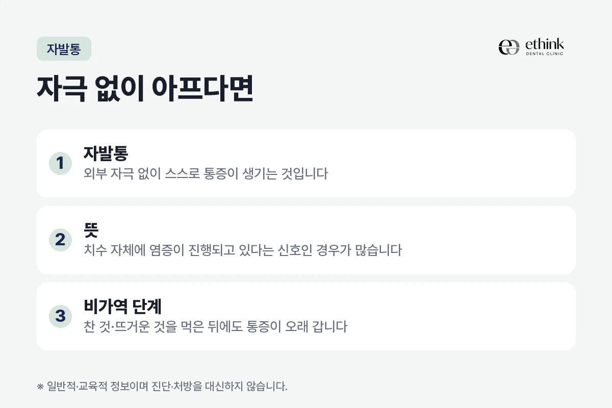 자극 없이 생기는 자발통이 무엇을 뜻하는지 정리한 도해